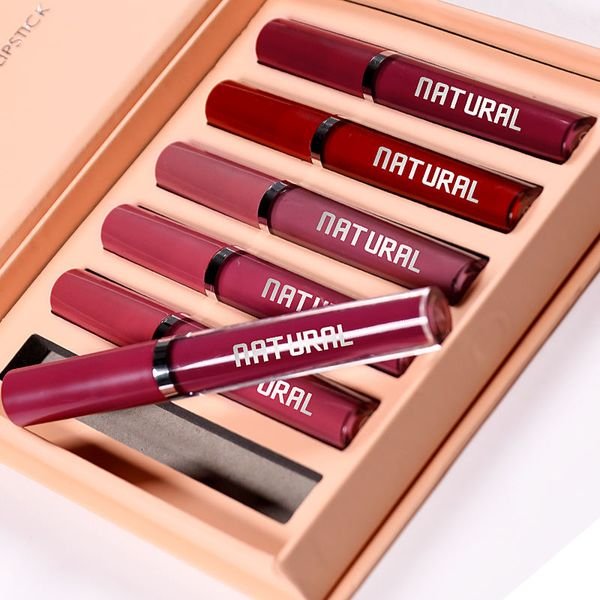 Waterproof Lip Makeup Women 6 Colors Lip Gloss Moisturizing Long Lasting Lipsticks Matte Liquid Lipstick Set