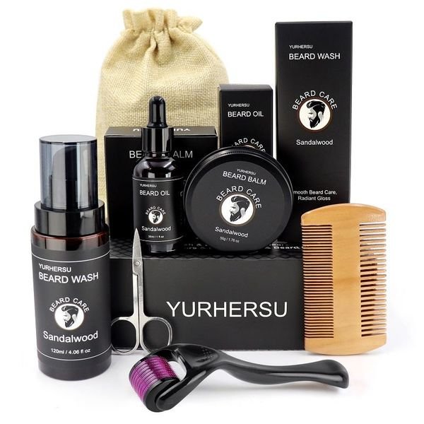 YURHERSU Organic Private Label Men's Beard Care Moisturizing Refreshing Beard Kit for Groomed Mustache Gift