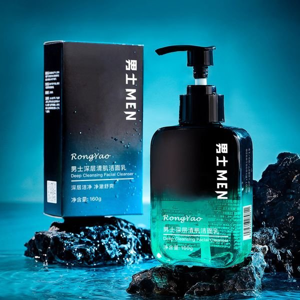 Rongyao RTS Deap Men Facial Cleanser Control Oil Face Wash Skin Care Ordinary Products Anti Acne Men Face Cleanser