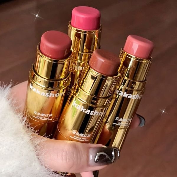 Kakashow Private Label Double Head Powder Blusher Stick Low Saturation Delicate and Natural Cream Blush