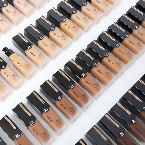 Makeup Full Coverage Cream Matte Waterproof Vegan Fond De Teint Original Private Label Wholesale Liquid Foundation for Dark Skin