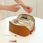 2024 Newest Custom Makeup Bag Portable PU Leather Waterproof Toiletry Pouch Travel Brush Cosmetic Bag for Women