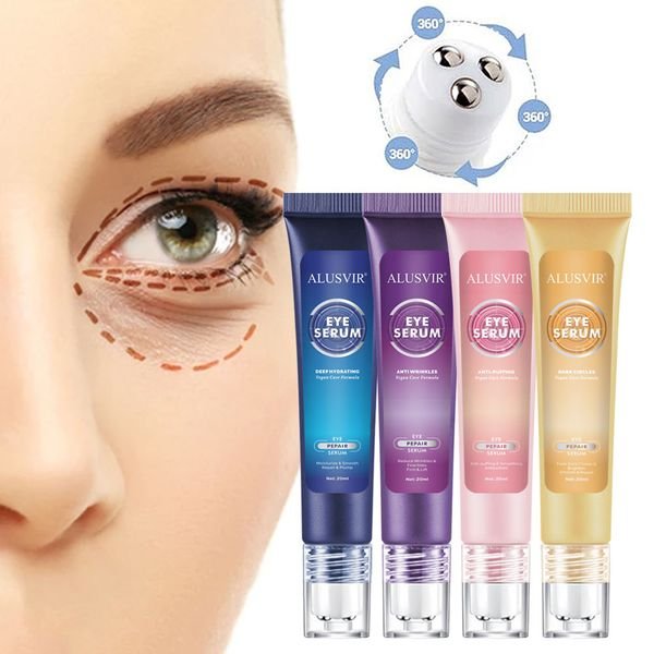 Korean Vegan Eye Essence Anti Puffiness Eye Roller Massager Brighten Dark Circle Fine Lines Removal Eye Roller Lift Serum Cream