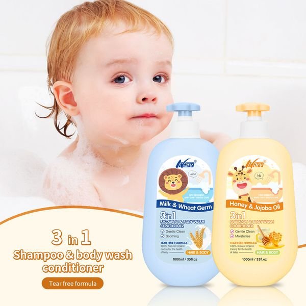 3-in-1 Children's Shampoo&conditioner Body Wash Natural Milk and Honey Aroma Gentle Cleaning From Hair Care to Body Care