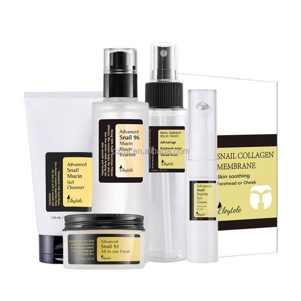 Private Label 6pcs Skincare Products Snail Mucin Collagen Anti-aging Face Cleanser Serum Facial Moisturizer Cream Skin Care Set