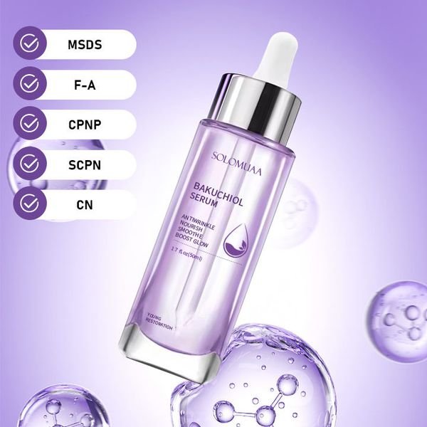 Private Label Bakuchiol Face Serum Vegan Liquid Whitening Formula 50ml Anti-Aging Lift Wrinkle Removal Lightening Facial Serum