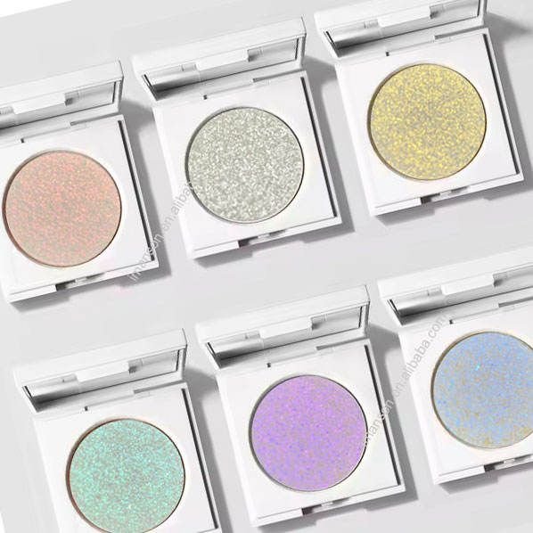 Private Label Custom Pressed Sparkly Diamond Highlight Powder Shimmer Gold Silver Duochrome Highlighter Makeup