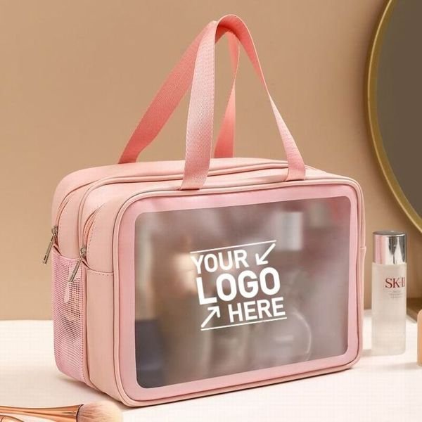 Large Capacity Clear PU Cosmetic Bag Waterproof Transparent Makeup Bag Toiletry Kit Storage Bag Beauty Makeup Case