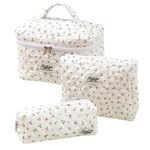 2024 Small Fresh Cute Cotton Makeup Bag Niche Portable Toiletry Storage Bag Floral Cute Quilting Bag