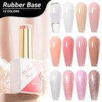 JTING High Toughness 12 Colors Rubber Base Gel Nail Polish OEM Private Label Rubber Base Coat Nail Polish 15ml Bottles