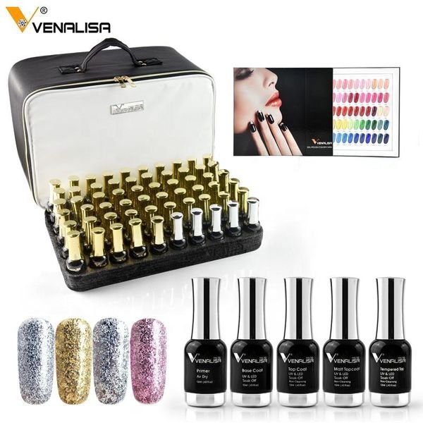 VENALISA Gel Polish Set 12ml 120pcs/kit Manicure Nail Art Salon UV Gel Base Coat Long Wear No-wipe Topcoat Kit