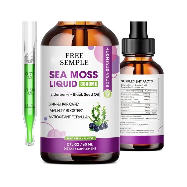 Custom Label Organic Vegan Seamoss Oil Drops Irish Sea Moss Liquid 2 oz in Glass Bottle Herbal Products Free Sample
