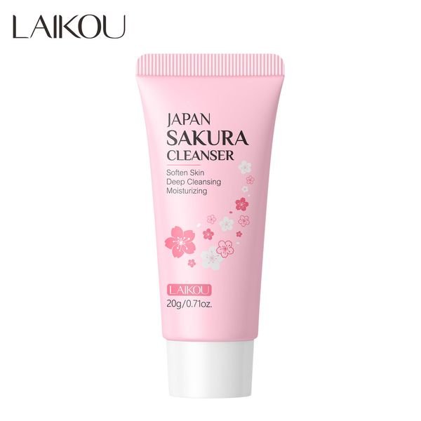 LAIKOU 20g Moisturizing Sakura Extract Facial Cleanser Organic Cream Foam Face Wash Acne-prone Oil-Control Whitening Daily