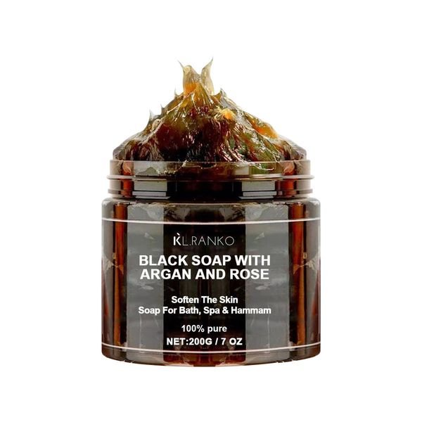 Wholesale African Black Soap Bar With Moroccan Argan Oil and Rose Body Scrub Purifying Cleansing Exfoliating Beauty Products