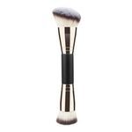 HMU Synthetic Hair Vegan Material Multi-Functional Single Foundation Makeup Brush Double-Ended With Angled Blush Contour Powder