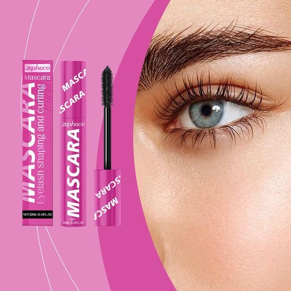 Zephoco ERoll-up Thick Mascara Curly Thicker Silk Waterproof Long Wearing Makeup Not Dizzy Black Eyelash Mascara 12ml