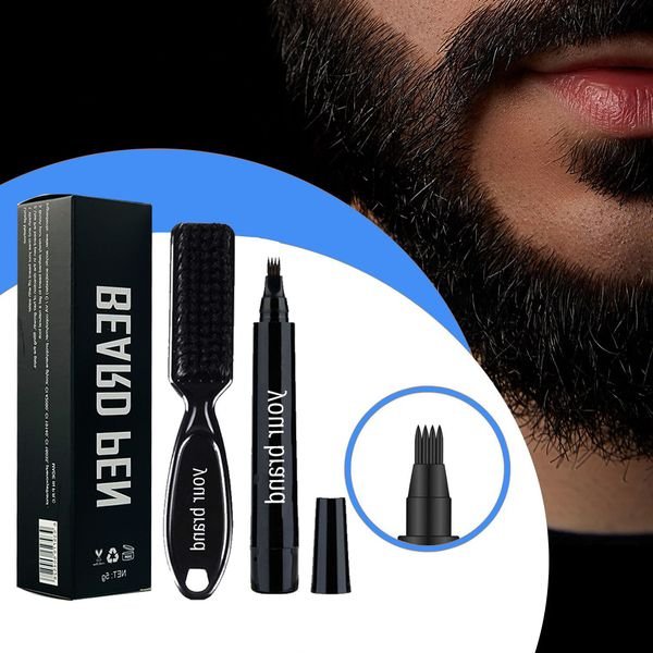 Private Label Natural Organic Vegan Beard Pencil Comb Brush Pen Style Liquid Razor Waterproof Beard Enhancement Pen