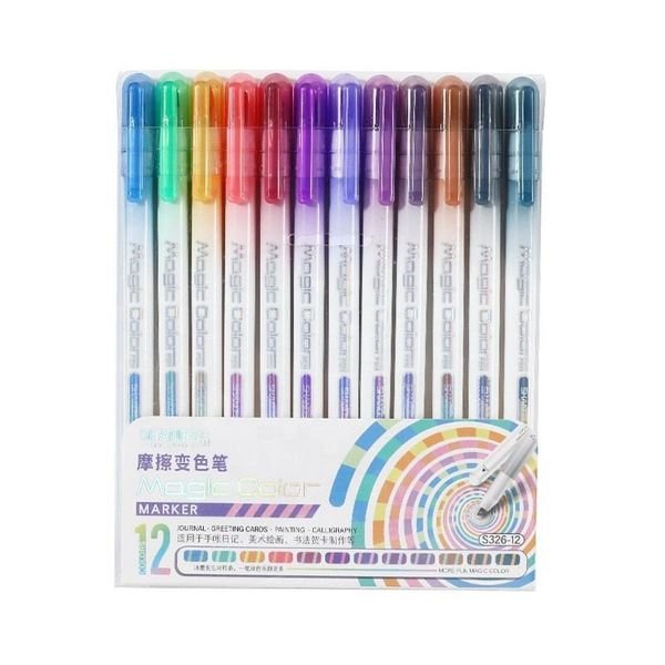 New Magic Erasable Drawing Color Marker Pen Highlighter Pen Change-color 12 Colors