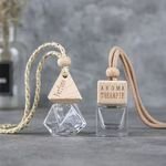 Custom Portable Car Perfume Bottle Reed Diffuser Bottle with Wooden Lid Car Diffuser Essential Oil