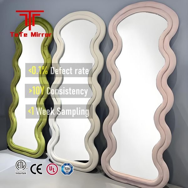 TETE Customized Modern Wholesale Mirrors Irregular Decorative Big Wavy Shape Standing Mirror Wall Full Length Mirror