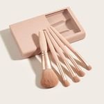 Direct Sales Portable Square Makeup Tools Professional 5Pcs Mini Size Travel Vegan Makeup Brushes Set With Mirror