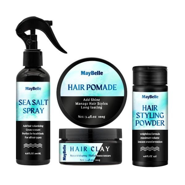 Private Label Barber Accessories Men's Hair Styling Powder Sea Salt Spray Hair Clay Pomade Wax Strong Hold