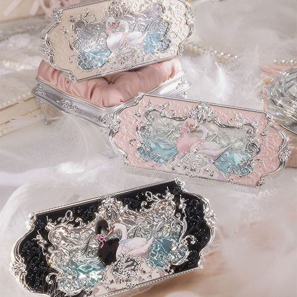 Flower Knows Swan Ballet Series 6-Color Eyeshadow Palette Matte Glitter Eye Shadow Embossed Luxury White Black Swan 6.5g