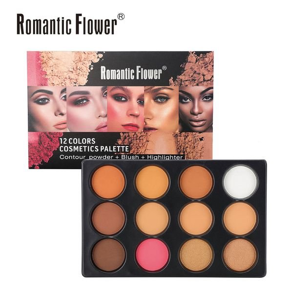 12 Color 3 in 1 Contour Powder & Blush & Highlighter Cosmetic Palette for Dark Skin