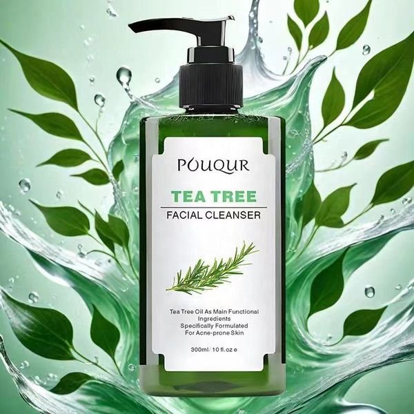 POUQUR Tea Tree Facial Cleanser Blemish Clearing Gentle and No Irritation Hydrating Moisturizing Facial Cleanser